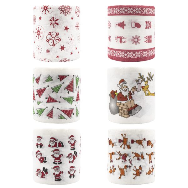 Acleanus Christmas Toilet Paper - Festive Santa & Tree Patterns for Holiday Bathroom Décor and Party Supplies