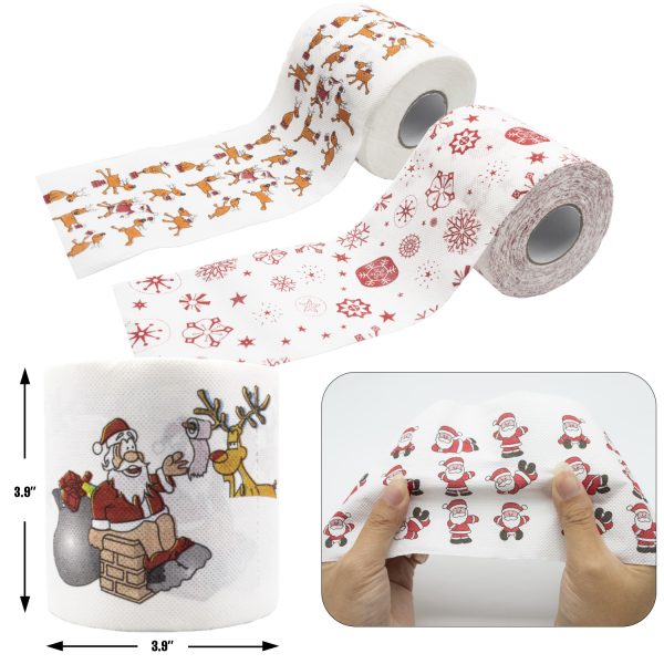 Acleanus Christmas Toilet Paper - Festive Santa & Tree Patterns for Holiday Bathroom Décor and Party Supplies - Image 2