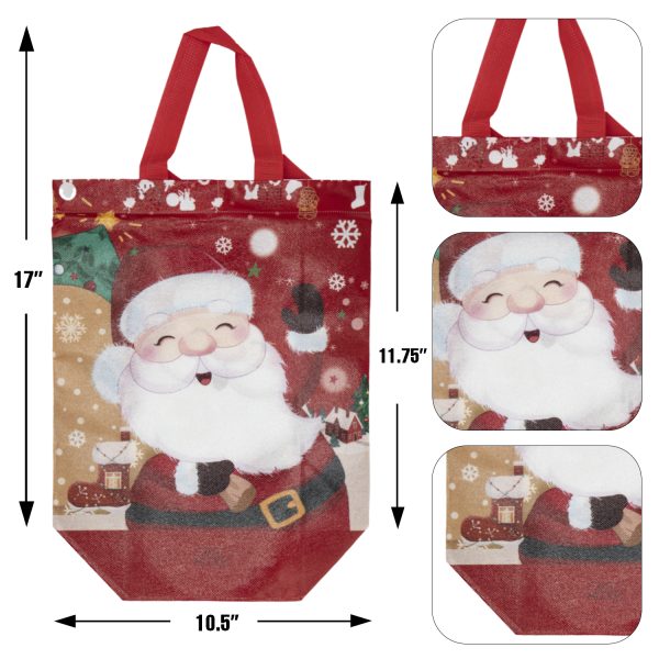 8 PCS 11.75" x 10.5" Christmas Large Tote Bags Holiday Reusable Grocery Bags for Classroom Party Favor Supplies - Image 3