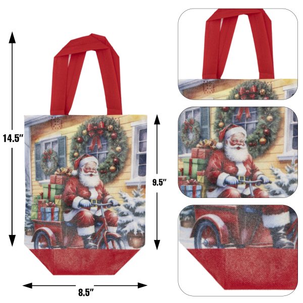 3 PCS 9.5" x 8.5" Christmas Medium Tote Bags Holiday Reusable Grocery Bags for Classroom Party Favor Supplies - Image 3