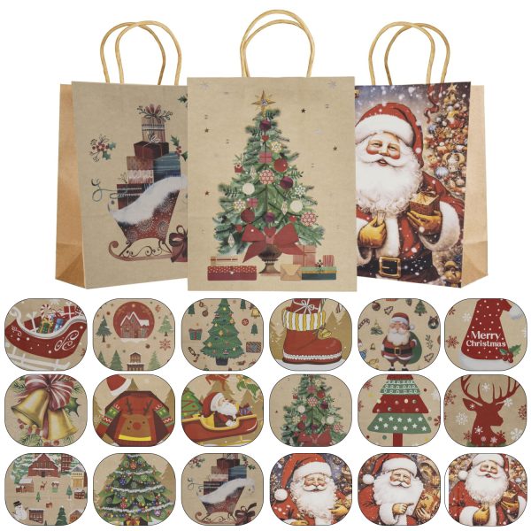 18 Pcs Jumbo Size 13"x10" inches Christmas Gift Paper Bags Bulk with Handles, Reusable Assorted Sizes Xmas Holiday Gift Bags for Presents - Image 6