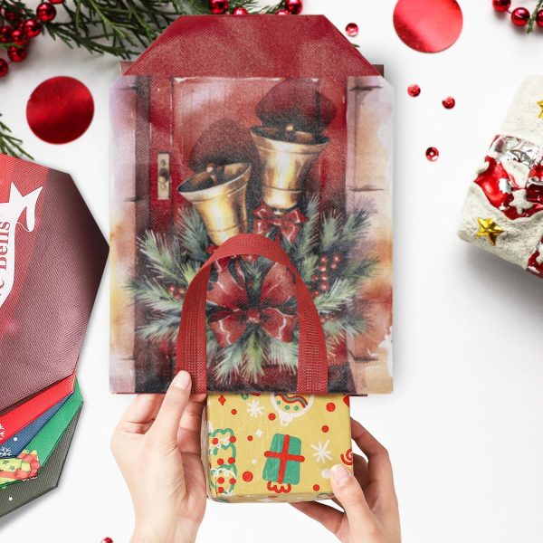 3 PCS 9.5" x 8.5" Christmas Medium Tote Bags Holiday Reusable Grocery Bags for Classroom Party Favor Supplies - Image 4