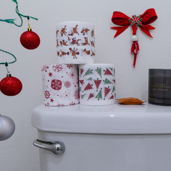 Acleanus Christmas Toilet Paper - Festive Santa & Tree Patterns for Holiday Bathroom Décor and Party Supplies - Image 5