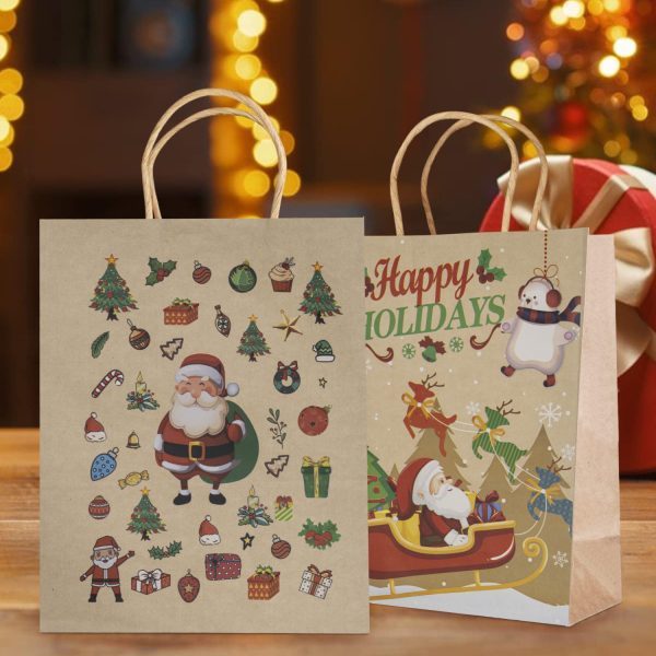 18 Pcs Jumbo Size 13"x10" inches Christmas Gift Paper Bags Bulk with Handles, Reusable Assorted Sizes Xmas Holiday Gift Bags for Presents - Image 4