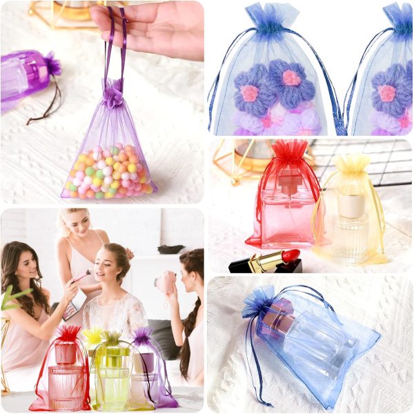 50 pcs Organza Gift Bags 4”x3.5“ inch Multi-Color - Wedding Party Favor Bags, Mesh Gift Bags, Jewelry Gift Bags for Party, Festival, Jewelry, Festival, Bathroom Soaps, Makeup Organza Favor Bags - Image 6