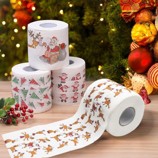 Acleanus Christmas Toilet Paper - Festive Santa & Tree Patterns for Holiday Bathroom Décor and Party Supplies - Image 6