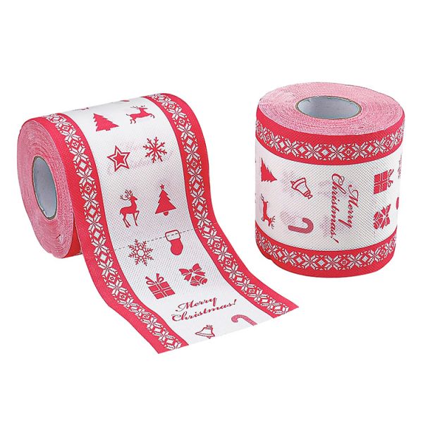 Gift Icons 1 Roll Christmas Toilet Paper Roll Tissue Napkin Santa Tree Pattern for Xmas Holiday Party Supplies Bathroom Decoration