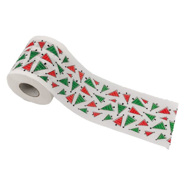 Xmas Tree 1 Roll Christmas Toilet Paper Roll Tissue Napkin Santa Tree Pattern for Xmas Holiday Party Supplies Bathroom Decoration