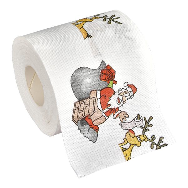 Santa on the chimney 1 Roll Christmas Toilet Paper Roll Tissue Napkin Santa Tree Pattern for Xmas Holiday Party Supplies Bathroom Decoration